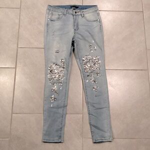 Denim Couture Red Rhinestone jeans